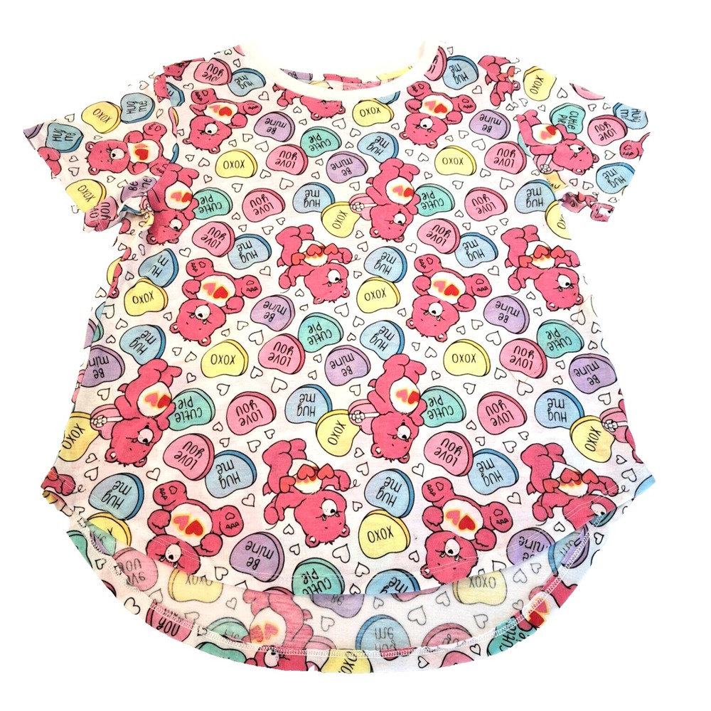 CARE BEAR‎ VALENTINE'S Candy T-shirt / PJ Top Retro 80s